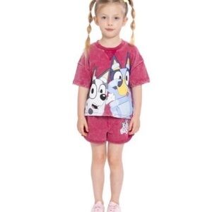 Bluey Girls Size 12M Red T-shirt & Shorts Bundle Brand New